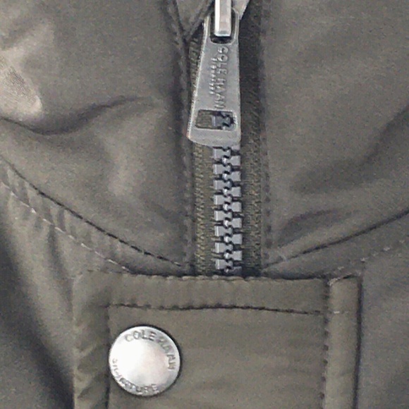 Cole Haan Mens Field Jacket Olive Green Quilted Sherpa Lined Zip Snap Front Sz S - Picture 5 of 15